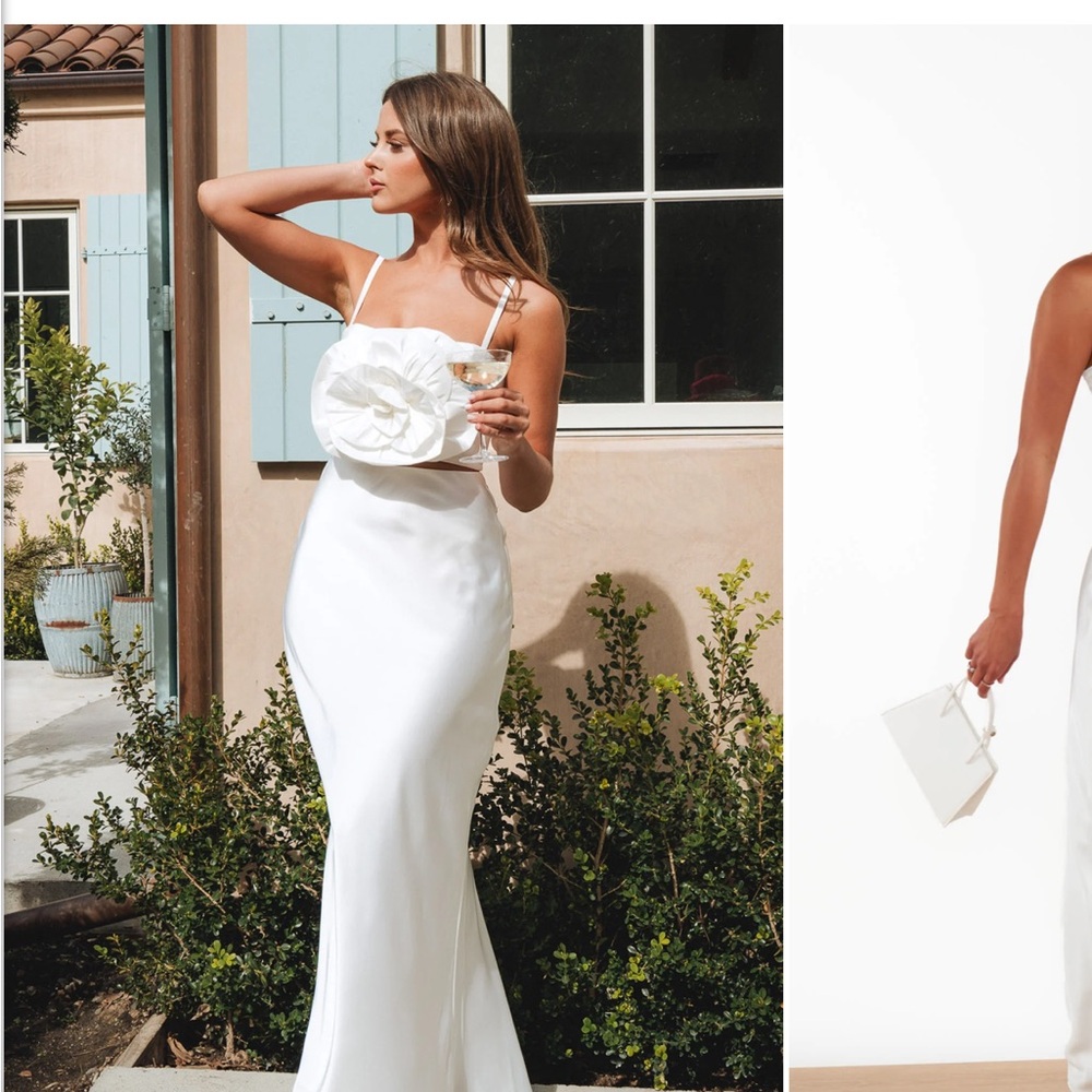 Show Me Your MuMu White Two-Piece Maxi Set with Floral Applique - Picture 3 of 4